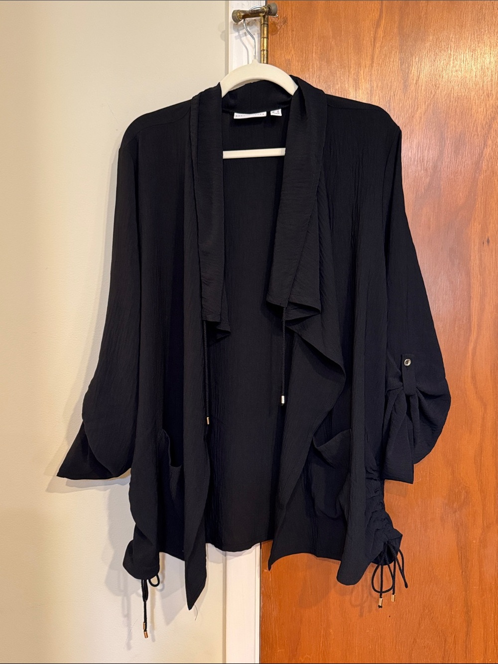 Susan Graver Black Open-Front Cardigan